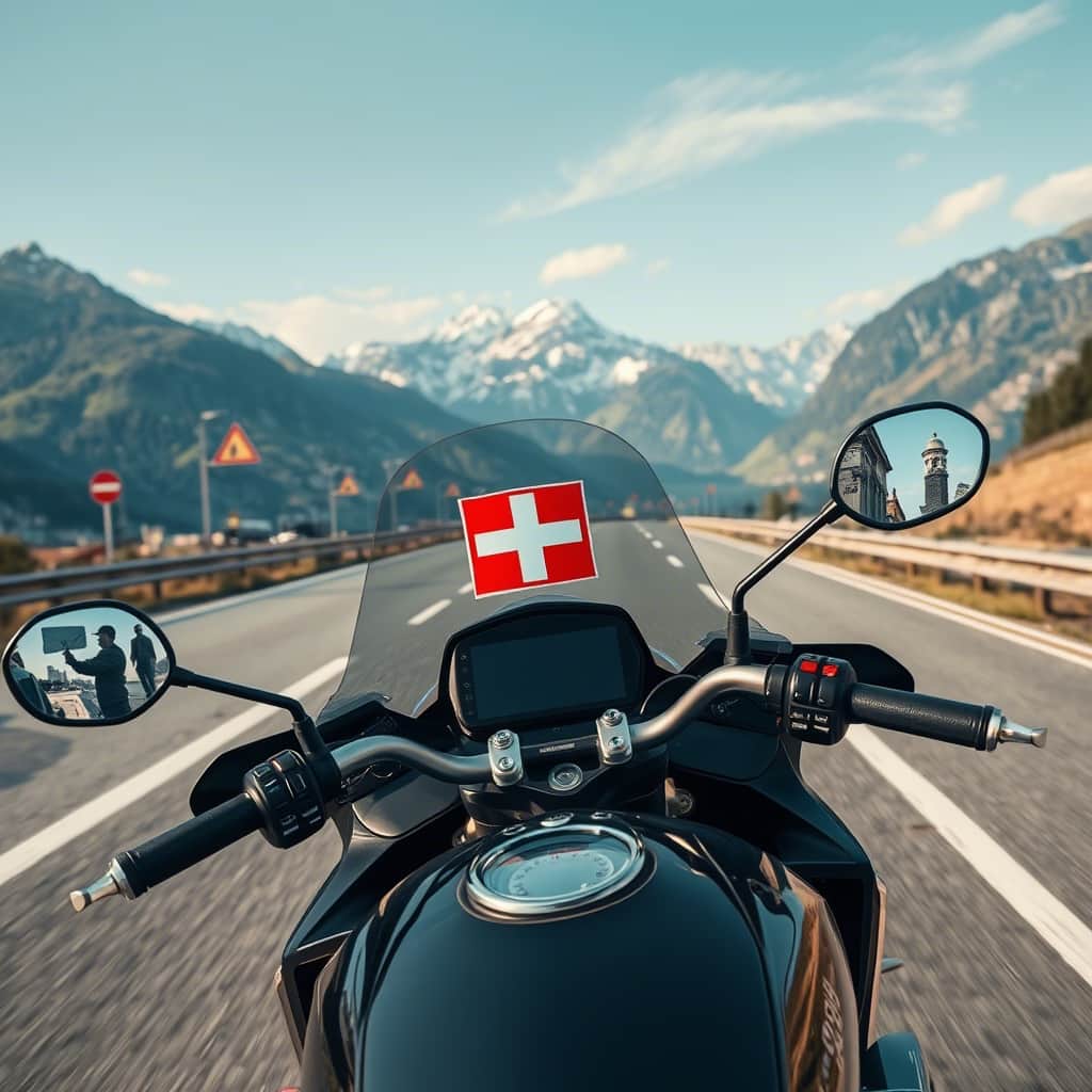 Motorrad mit Schweizer Vignette