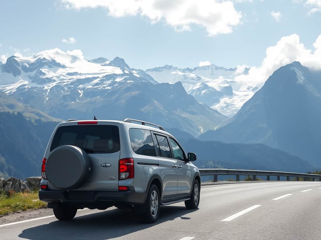 PKW in den Schweizer Alpen